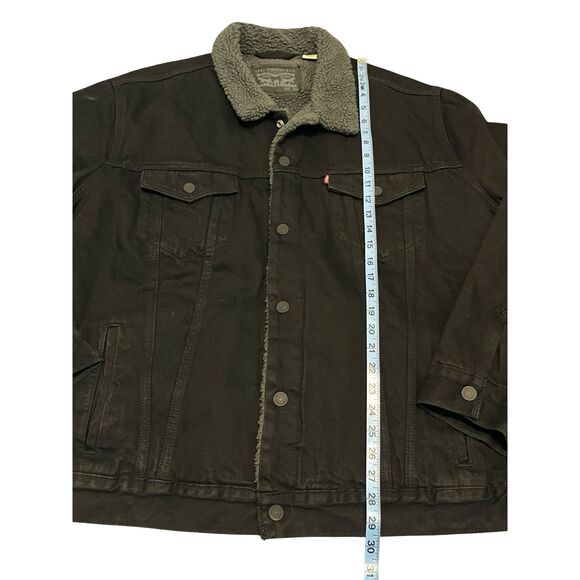 🔥 LEVI’S Black Sherpa Denim Trucker Jacket Duvall Chore 16365-0054 Sz XXL 🔥 - Picture 10 of 12